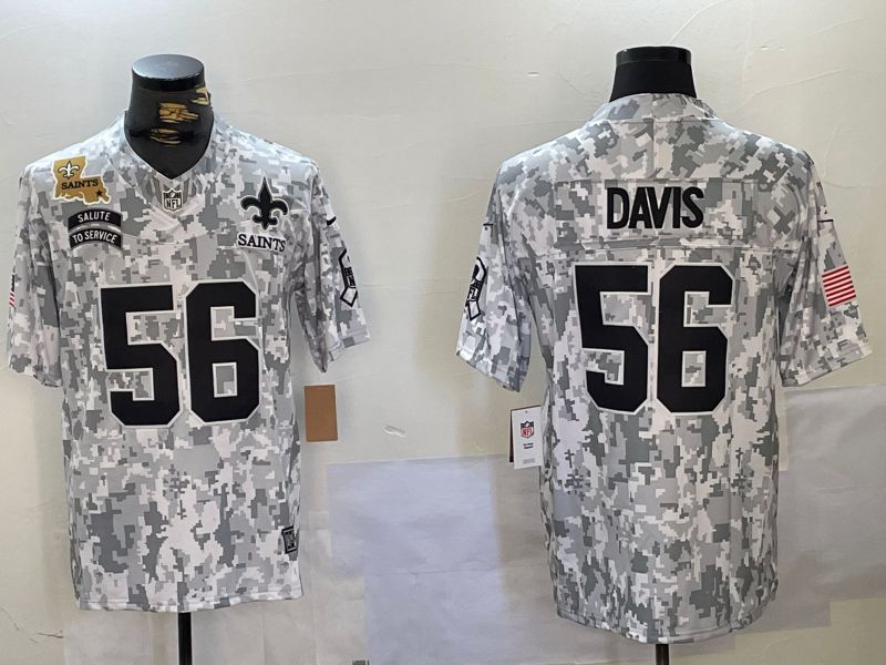 Men New Orleans Saints 56 Davis Nike Arctic Camo 2024 Salute to Service Limited NFL Jersey style 2